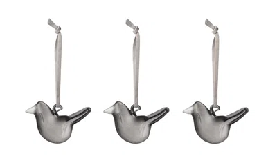 Iittala Oiva Toikka Collection Mini Glass Birds Grey 3set In Gray