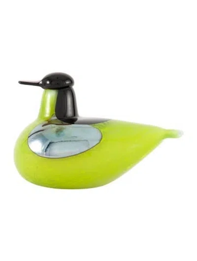 Pre-owned Iittala Oiva Toikka Glass Bird Figurine In Green