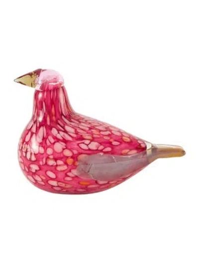 Pre-owned Iittala Oiva Toikka Glass Bird Figurine In Red