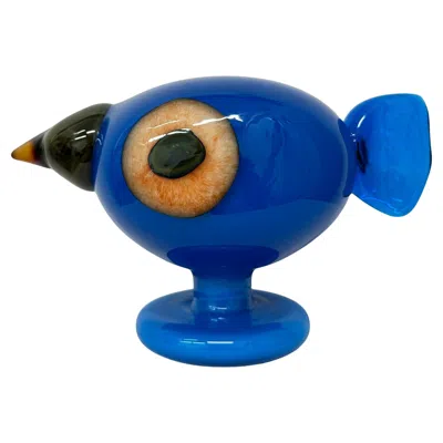 Pre-owned Iittala Oiva Toikka Turkey Fowl (turkinpyy) Annual Bird 2005 Glass  Finland Nuuta In Blue