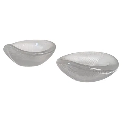 Pre-owned Iittala Pair Of Bijou Tapio Wirkkala Comb Engraved Leaf Art Glasses 3337,  1957 In Clear