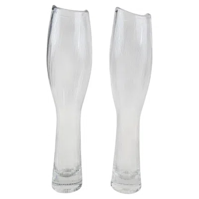 Pre-owned Iittala Pair Of Large Tapio Wirkkala Line-engraved Art Pieces Model 3545, , 1950s In Transparent