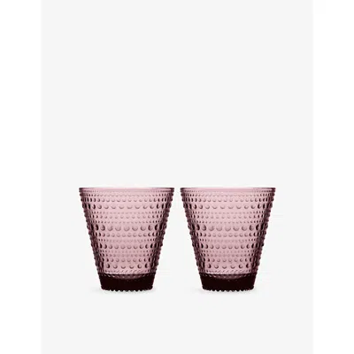 Iittala Red Kastehelmi Glass Tumblers Set Of Two In Pink