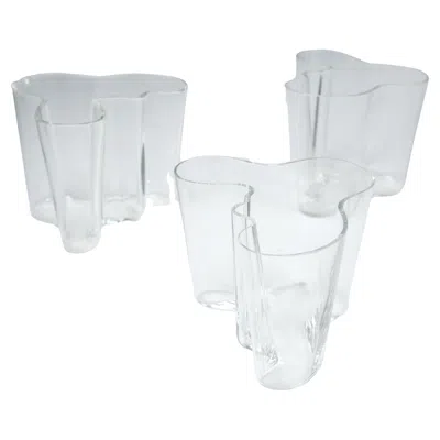 Pre-owned Iittala Set Of 3 Alvar Aalto Savoy Vases Model. 3030 In Clear Glass,  1960-70s In Transparent