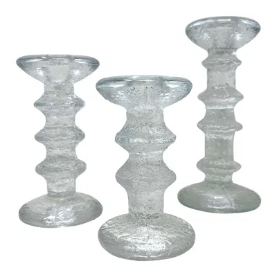 Pre-owned Iittala Set Of 3  Finnish Candlesticks Designed By Timo Sarpaneva In Gray