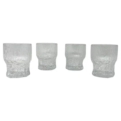 Pre-owned Iittala Set Of 4 1970s Icicle Art Aslak Whiskey Glasses By Tapio Wirkkala For  In Brown
