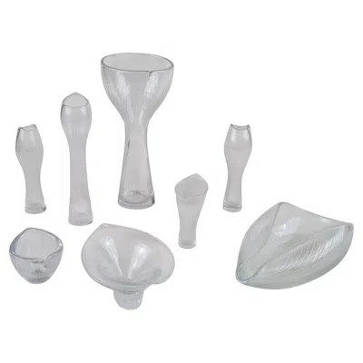 Pre-owned Iittala Set Of 8 Tapio Wirkkala Line-engraved Glass Art Pieces,  1950s In Transparent