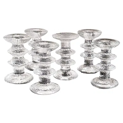 Pre-owned Iittala Six Festivo Two Ring Candlesticks Designed By Timo Sarpaneva For  In Gray
