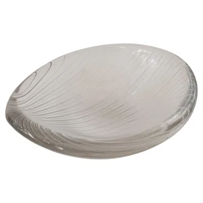 Pre-owned Iittala Tapio Wirkkala Glass Leaf Bowl Signed In Gray