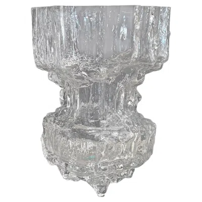 Pre-owned Iittala Tapio Wirkkala Scandinavian Free Form Glass Vase For  In Transparent