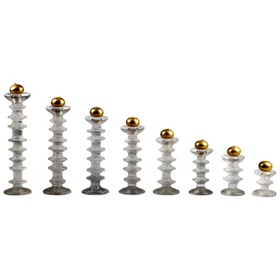 Pre-owned Iittala Timo Sarpaneva, Set Of 1960's Festivo Glass Candlesticks, , Finland In Gray