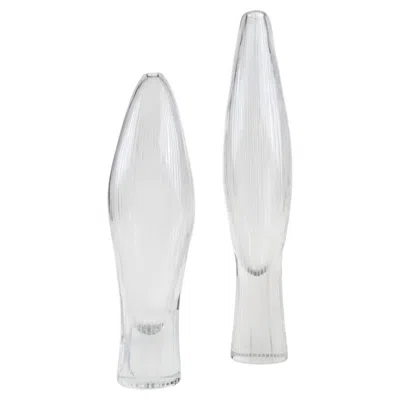 Pre-owned Iittala Two Tapio Wirkkala Line-engraved Glass Art Pieces Model 3561, , 1950s In Transparent