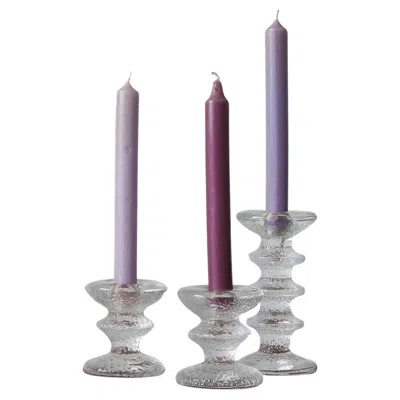 Pre-owned Iittala Vintage Candlesticks In Glass By Timo Sarpaneva For , 1960s, Set Of 3 In Gray