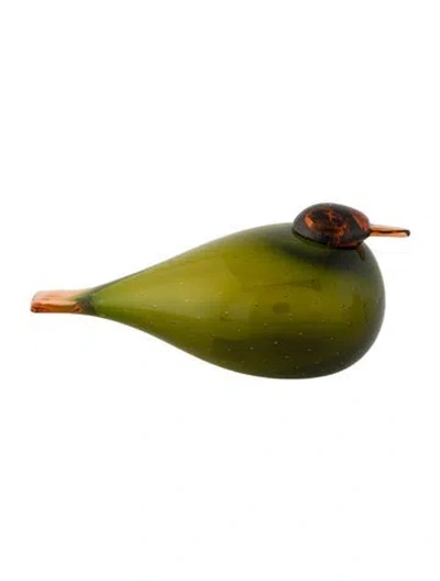 Pre-owned Iittala X Oiva Toikka Glass Bird Figurine In Green