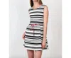 Ijoah Skater Dress With Belt In Navy & White