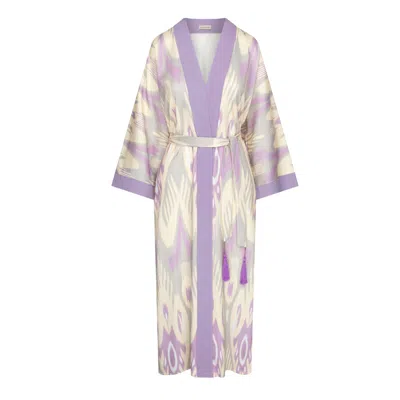 Ikatique Women's Pink / Purple / Neutrals Lavender Ikat Kimono In Pink/purple