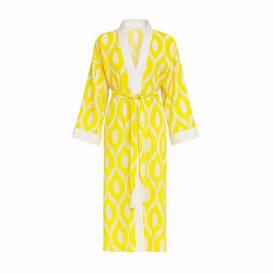 Ikatique Women's Yellow / White Yellow Ikat Kimono In Multi