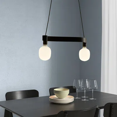 Ikea Ackja / Trådfri Pendant Lamp With Led Bulb, Wave Shaped Black/smart Wireless Dimmable