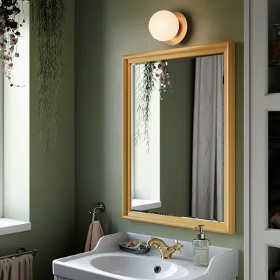 Ikea Akterspring Wall Lamp, Hardwire Installation, Opal Glass/brass Plated, 6 " In Gold