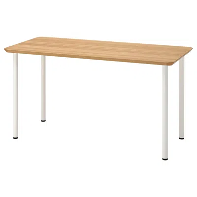 Ikea Anfallare / Adils Desk, Bamboo/white, 55 1/8x25 5/8 " In Brown