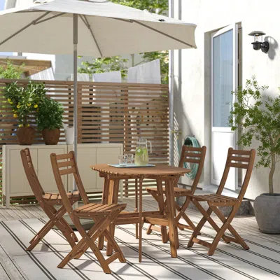 Ikea Askholmen Gateleg Table+4 Chairs, Outdoor, Askholmen Foldable Dark Brown, Table Min. Length: 14 5/8 