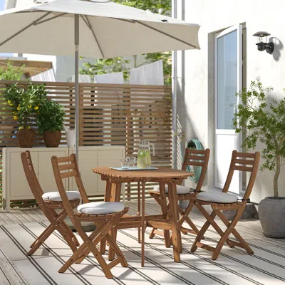 Ikea Askholmen Gateleg Table+4 Chairs, Outdoor, Askholmen Foldable Dark Brown/frösön/duvholmen Beige, Tab