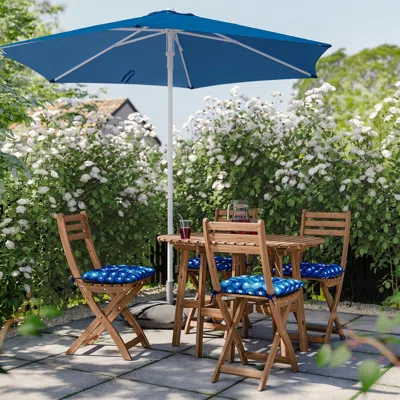 Ikea Askholmen Gateleg Table+4 Chairs, Outdoor, Askholmen Foldable Dark Brown/klösan Dark Blue, Table Min