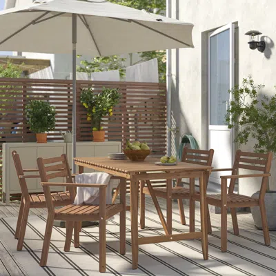 Ikea Askholmen Table And 4 Armchairs, Outdoor, Dark Brown, 56 1/4x29 1/2 "