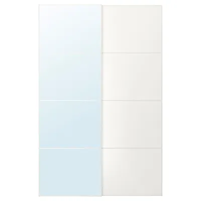Ikea Auli / Mehamn Pair Of Sliding Doors, White Mirror Glass/double Sided White, 59x92 7/8 "