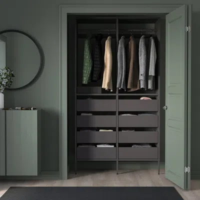 Ikea Aurdal Wardrobe Combination, Dark Gray, 49 1/4x15 3/4x87 "