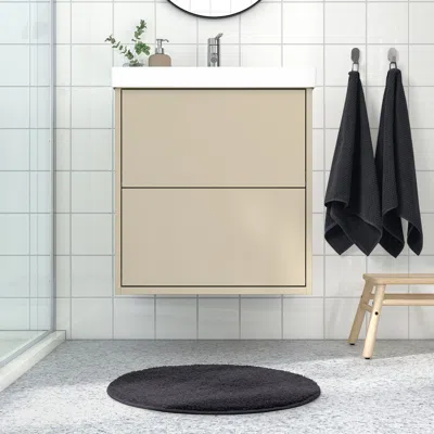 Ikea Backmåra Bath Mat, Black Round, 22 "