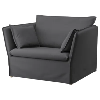 Ikea Backsälen Cover 1.5-seat Armchair, Hallarp Gray In Black