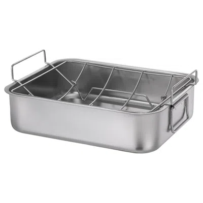 Ikea Baktider Roasting Pan With Grill Rack, Stainless Steel, 16x13 " In Gray