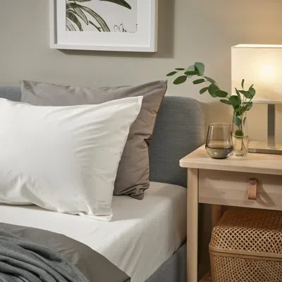 Ikea Balsampoppel Pillowcase, White, Queen