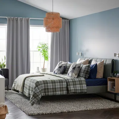 Ikea Banbjörnbär Comforter Set, Dark Green/check, Full/queen