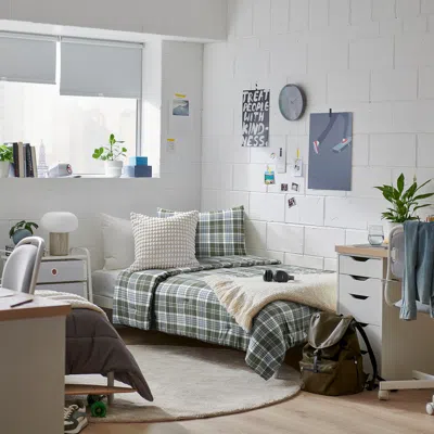 Ikea Banbjörnbär Comforter Set, Dark Green/check, Twin/twin X-long