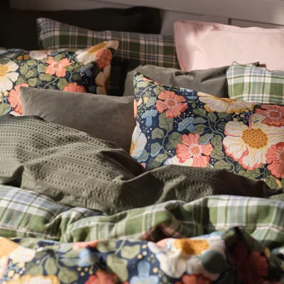 Ikea Banbjörnbär Duvet Cover And Pillowcase(s), Dark Green/check, Full/queen In Brown