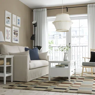 Ikea Bäckmärke Pendant Lamp, White Textile/wood, 21 "