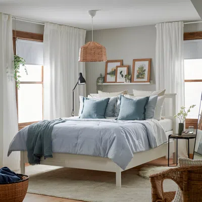 Ikea Bergpalm Comforter Set, Blue/stripe, Full/queen