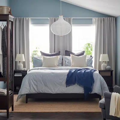 Ikea Bergpalm Comforter Set, Blue/stripe, King