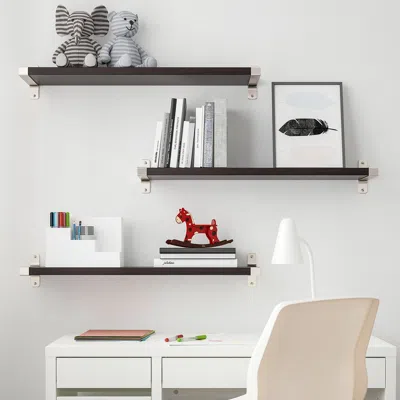 Ikea Bergshult / Granhult Wall Shelf Combination, Brown-black/nickel Plated, 31 1/2x7 7/8 "