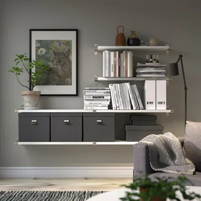 Ikea Bergshult / Granhult Wall Shelf Combination, White/nickel Plated, 63x11 3/4 "