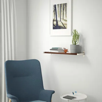 Ikea Bergshult / Granhult Wall Shelf, Walnut Effect/nickel Plated, 31 1/2x7 7/8 "