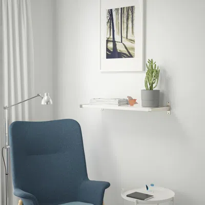 Ikea Bergshult / Granhult Wall Shelf, White/nickel Plated, 31 1/2x11 3/4 "