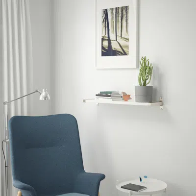 Ikea Bergshult / Granhult Wall Shelf, White/nickel Plated, 31 1/2x7 7/8 "