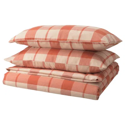 Ikea Besksötemal Duvet Cover And Pillowcase(s), Red-brown/check, Full/queen