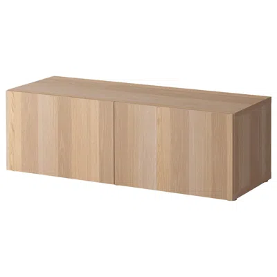 Ikea Bestå Shelf Unit With Doors, White Stained Oak Effect/lappviken White Stained Oak Effect, 47 1/4x16 
