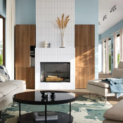 Ikea Bestå Storage Combination With Doors, Black-brown/lappviken Walnut Effect, 47 1/4x16 1/2x76 "