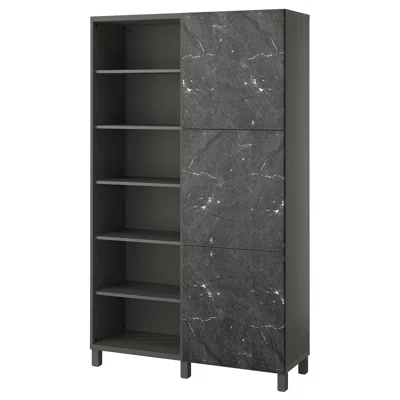 Ikea Bestå Storage Combination With Doors, Dark Gray/bergsviken Black, 47 1/4x16 1/2x79 1/2 "