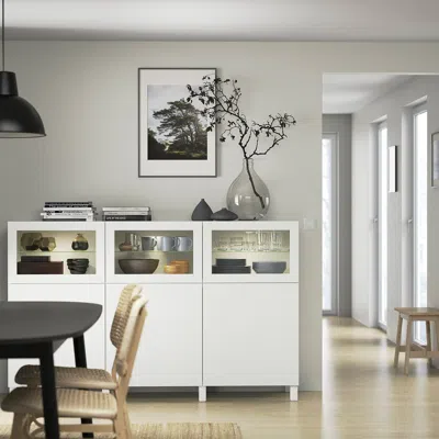 Ikea Bestå Storage Combination With Doors, White Lappviken/sindvik White Clear Glass, 70 7/8x16 1/2x44 1/